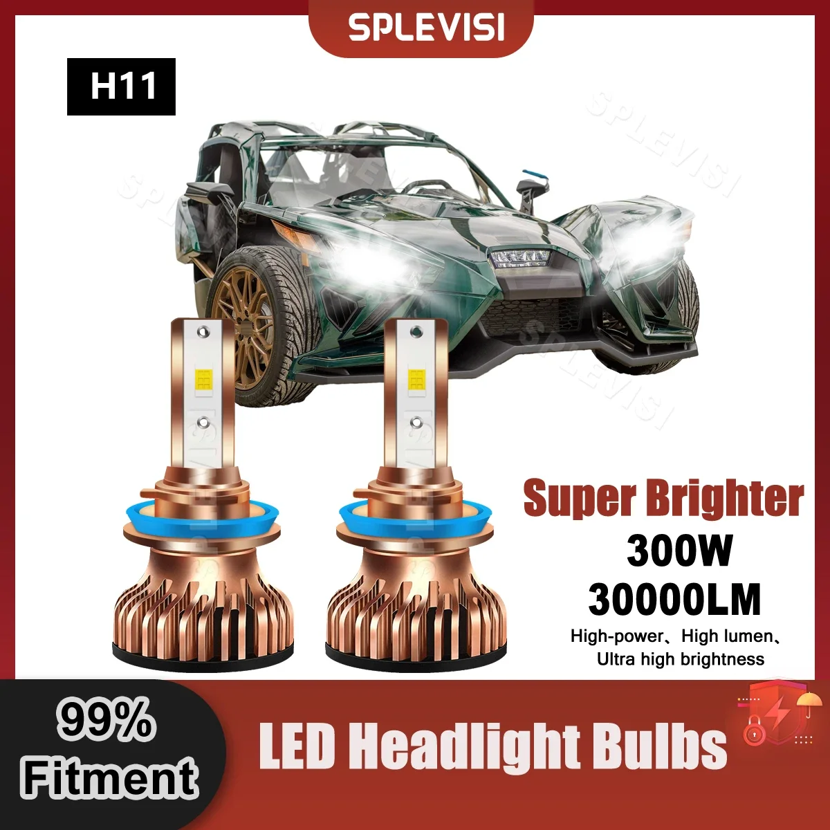 Сверхъяркие лампы для фар головного света H11 Светодиодный 300 лм 2018 Вт 9 В-24 В Polaris