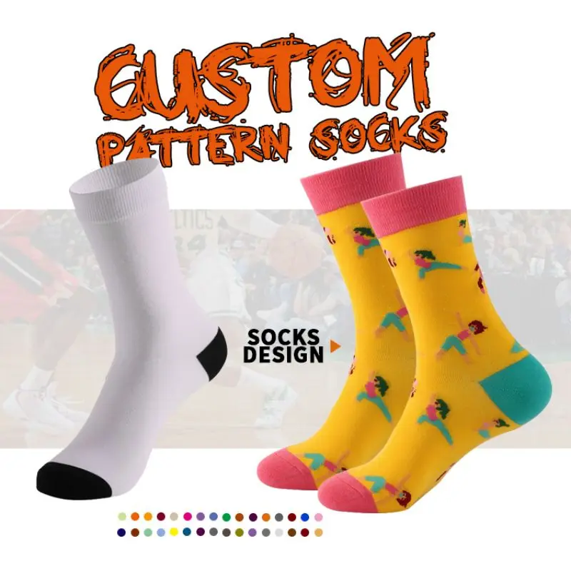 

Professional Design Happy Socks Custom Colorful Jacquard Sox Design Socks Funny Custom Logo Women Man Socks