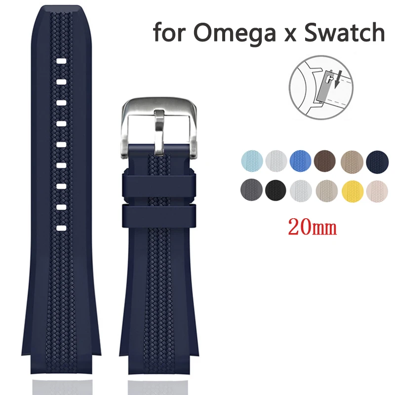 New Curved End Silicone Strap for Omega x Swatch Moonswatch Quick Release Sport Waterproof Men Women Bracelet Watch Band 20*20mm