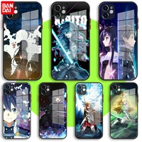 bandai black soft glass case for iphone 13 11 12 mini pro max xs xr x 7 8 6 plus se2 silicone cover sword art online sao anime