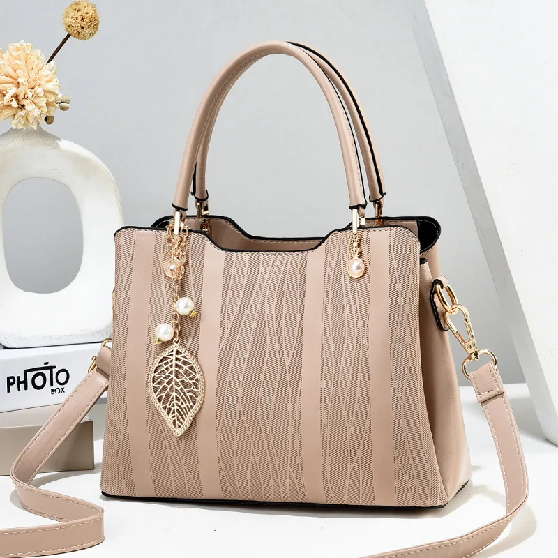 New women bag single shoulder portable diagonal cross bag check solid color large capacity simple
