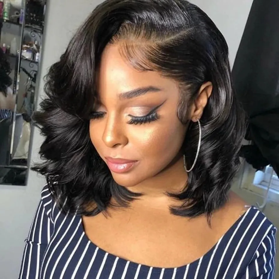 

4x4 Body Wave Lace Closure Wigs Brazilian Short Bob Human Hair Wigs For Women 150 180 Density Pre Plucked Cheap Remy Jarin Hair