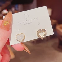 asymmetric heart stud earrings for women korean luxury new super fairy drop oil super flash simple 2022 jewelry earrings aretes