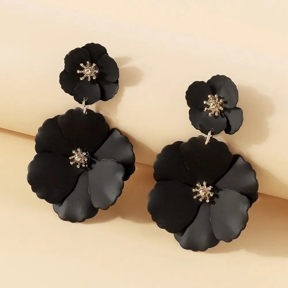 

Модные женские серьги-подвески с большими цветами, свадебные винтажные длинные Красочные двухслойные эмалированные цветочные серьги, свадебные украшения