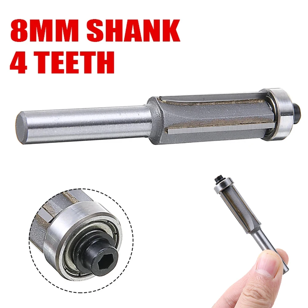 

8mm Router Bi Shank Pattern Flush Trim Router Bit Double Bearing For Wood Milling Cutter Woodworking 82mm 8 Handles And 4 Blades