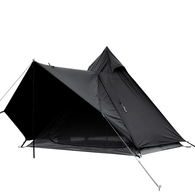 

family camping outdoor tent Waterproof 6-person tents Black pyramid tent