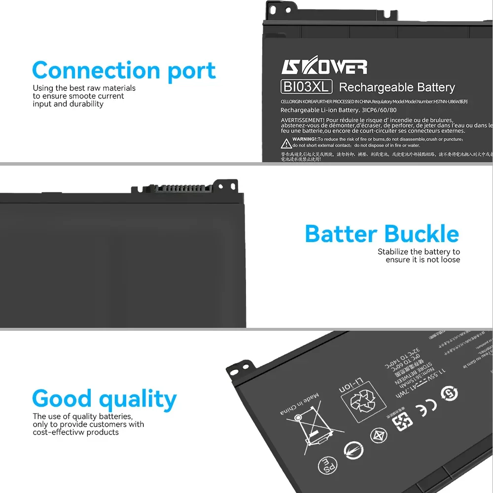 Аккумулятор SKOWER BI03XL ON03XL для HP Pavilion X360 13-Uxxx M3-Uxxx Stream 14-Axxxx TPN-W118 HSTNN-UB6W HSTNN-LB7P 41 7WH 11 55 В