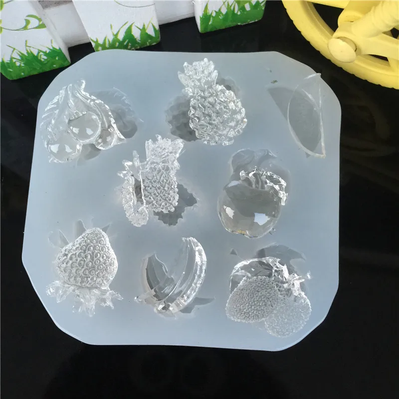 

Mirror cherry, apple, banana, pineapple, fruit series, clay, UV glue, gel dripping, silicone mold, hand packing