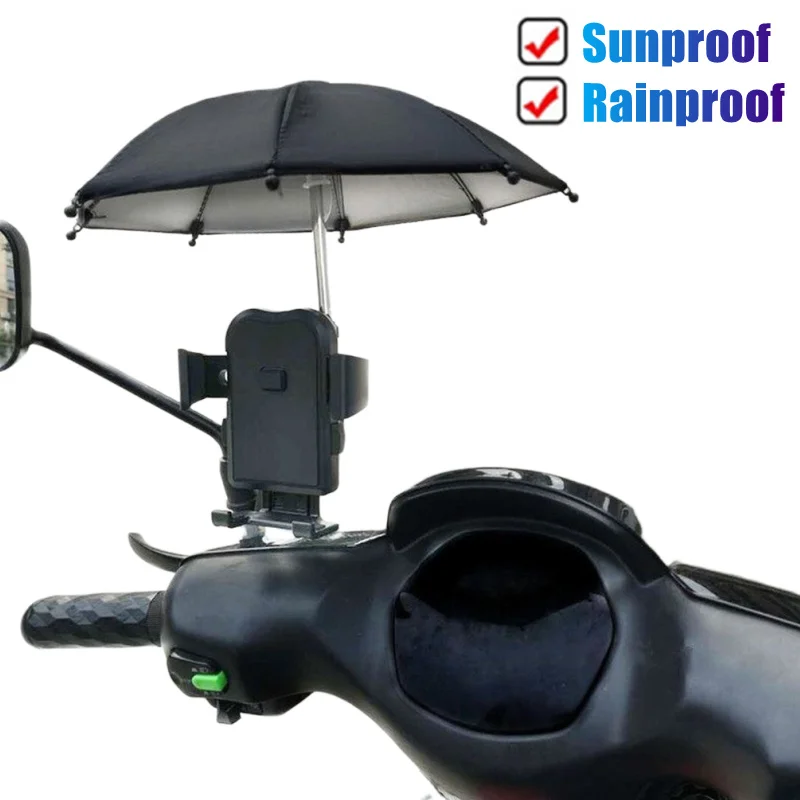 

Motorcycle Mobile Phone Holder Umbrella Waterproof Rainproof Portable Mini Parasol Alloy Sun Shade Bicycle Umbrella for Riding