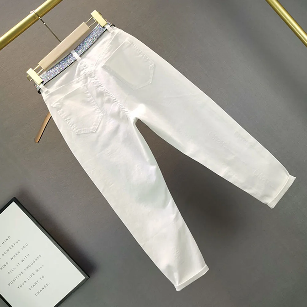 Джинсы женские с завышенной талией Модные свободные Стрейчевые брюки-карандаш