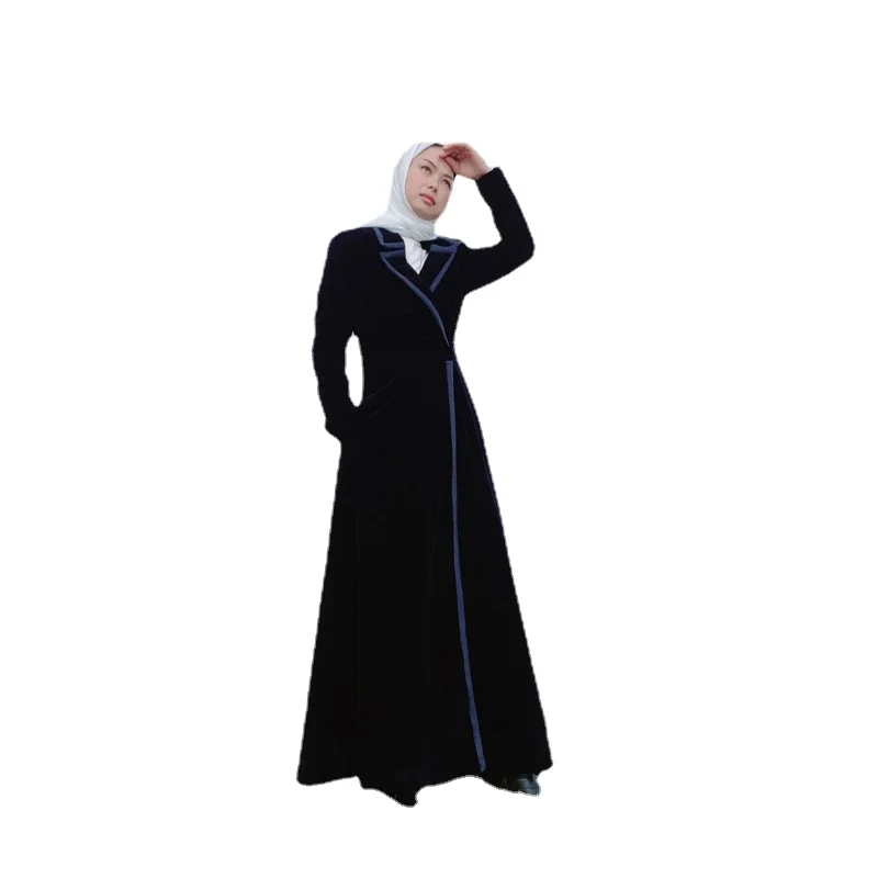 Donsignet Muslim Dress Muslim Fashion Abaya Dubai Elegant Woman Abaya Extended Version Gold Velvet Trench Coat Long Dress