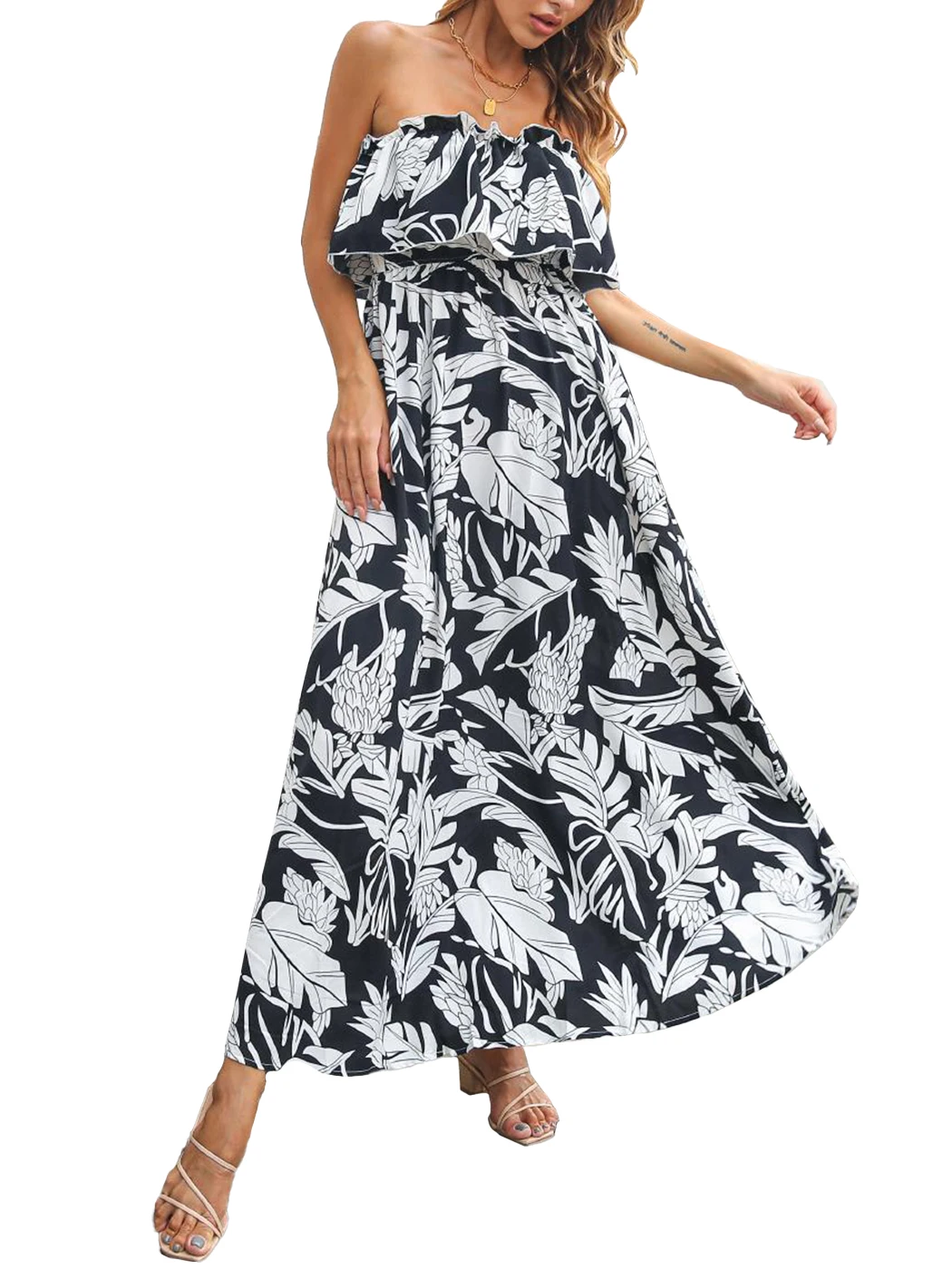 

Tube Layered Floral Print Dress