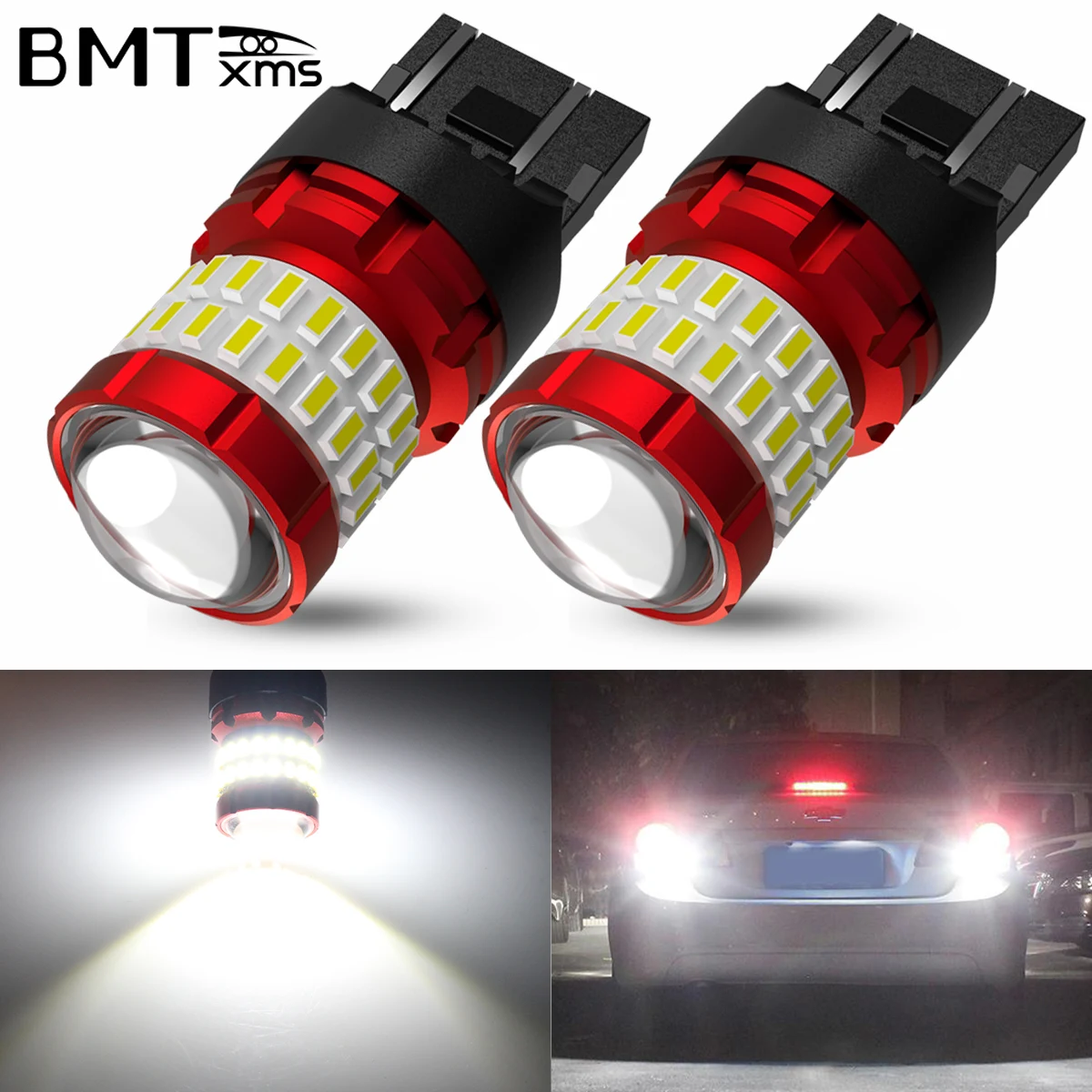 

BMTxms Pair 7440 7443 T20 W21W W21/5W 12V Canbus Auto LED Brake Parking Tail Light Turn Signal Lights Lamps Bulbs