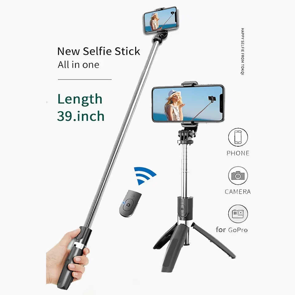 

2023 Wireless Bluetooth-compati Selfie Stick Tripod Foldable Tripod Monopods Universal for SmartPhones for Gopro Sports Action C