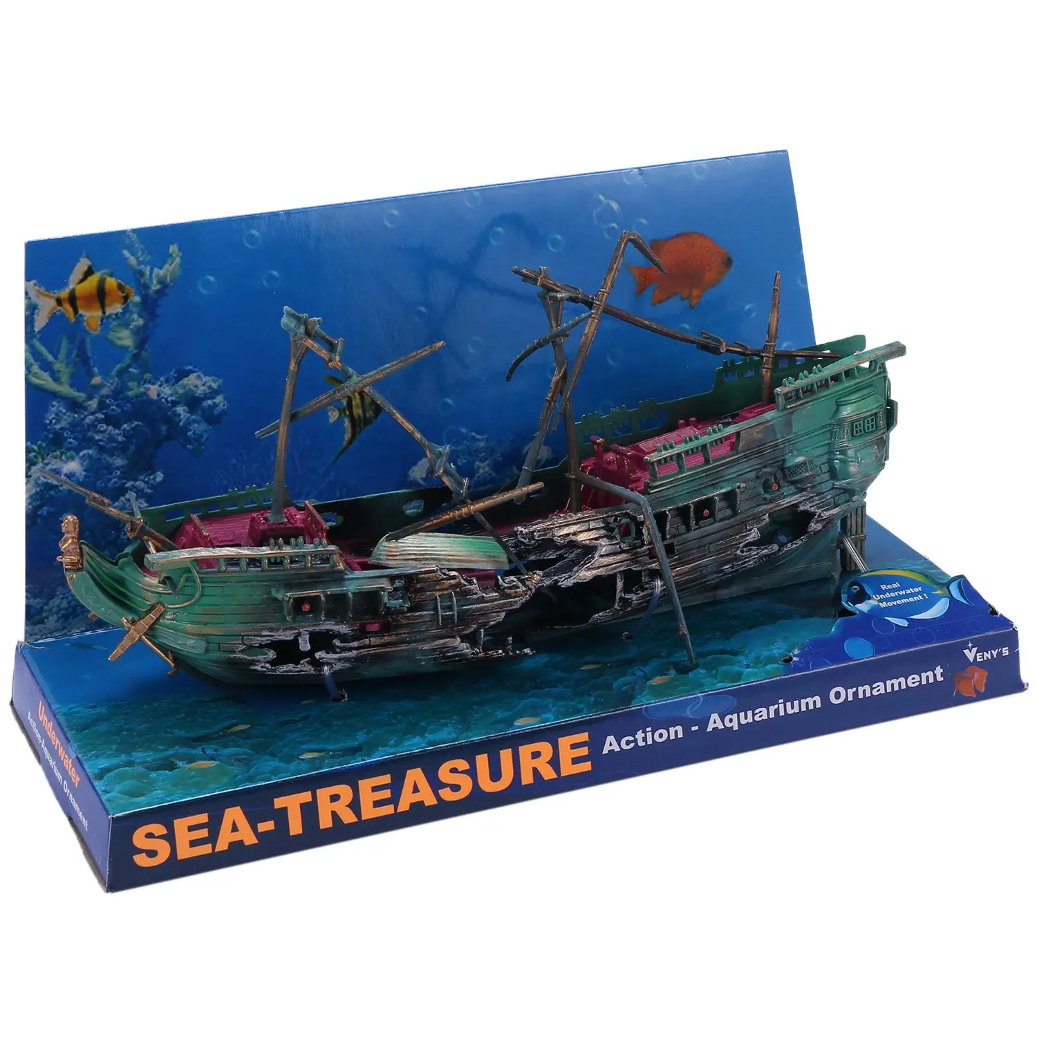 

Large Aquarium Decoration Boat Plactic Aquarium Ship Air Split Shipwreck Fish Tank Decor C