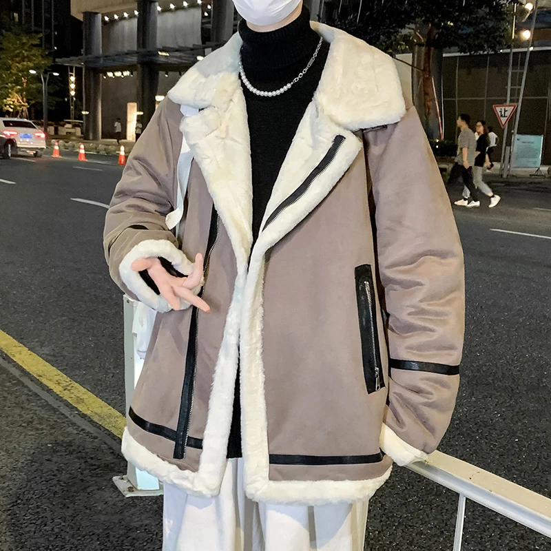 Winter Jacket Men Warm Fashion Casual Short Coat Mens Japanese Streetwear Loose Fleece Thicke Jacket Men Clothes M-3XL