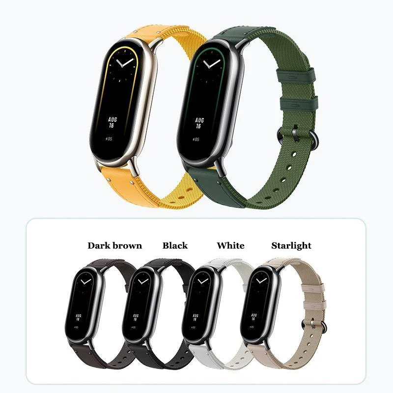 Original Strap for Xiaomi Mi Band 8 Bracelet Fashion Leather Replacement Wristband Miband 8 NFC Correa Mi Band 8 Canvas Straps