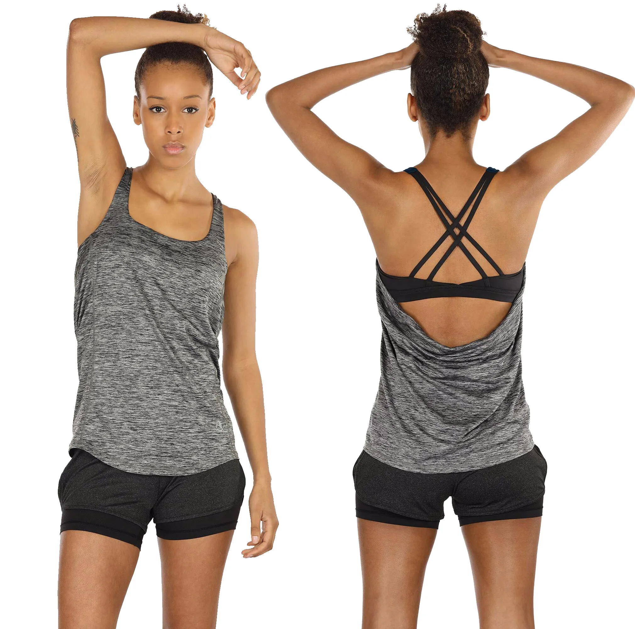 

Women Yoga Tops Vest Tank Strappy Athletic , Exercise Running Gym sports workout