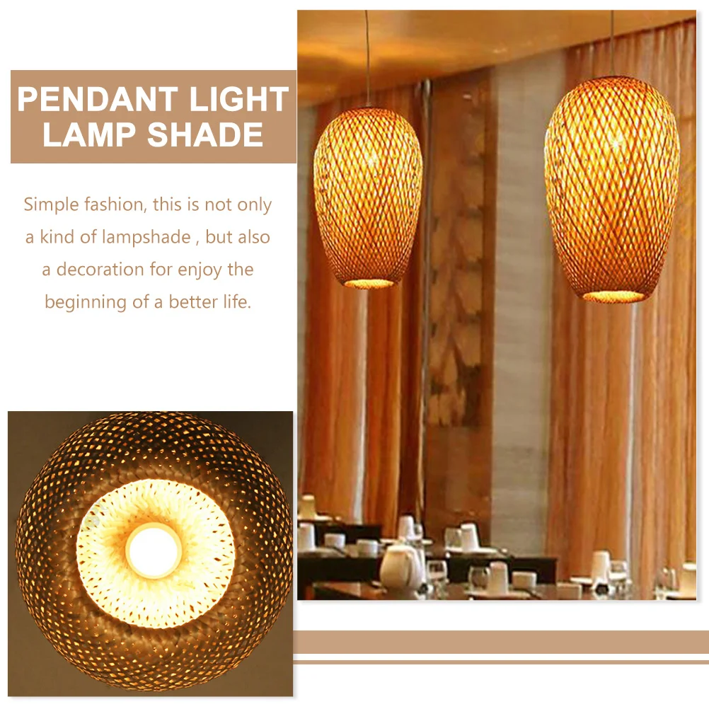 

Bamboo Lampshade Hanging Pendant Light Simple Shades Lampshades Rustic Woven Ceiling Covers