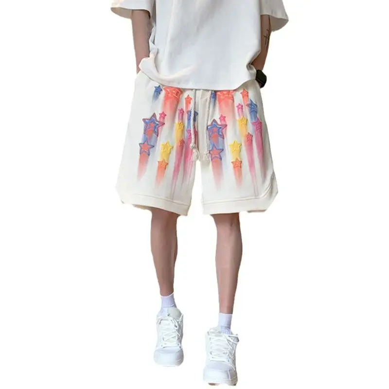 Hikigawa 2023 весенние женские брюки со звездами в стиле пэчворк с высокой талией