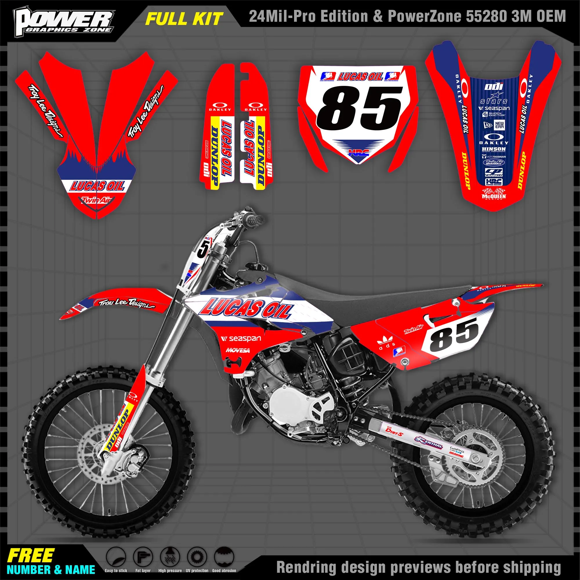 

PowerZone Custom Team Graphics Backgrounds Decals 3M Stickers Kit For YAMAHA 2015 2016 2017 2018 2019 YZ85 010