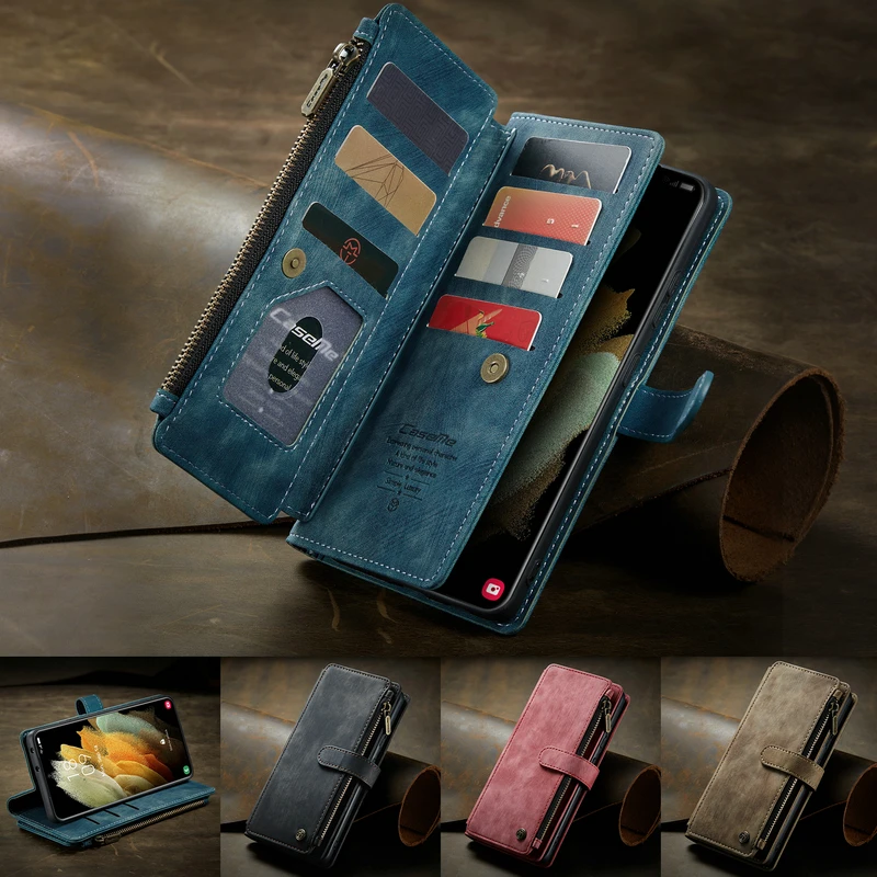 

Кожаный чехол-книжка для Samsung Galaxy S21, в стиле ретро