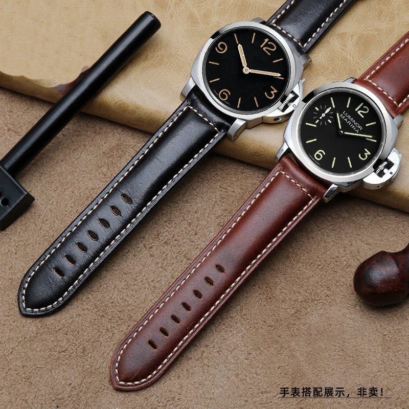 High quality leather watch belt accessories are suitable for Panerai PAM111/ fossil / Breitling leather watch chain 22 24mm 26mm