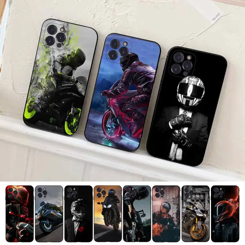 

Fashion Motorcycle Man Phone Case For iPhone 14 11 12 13 Mini Pro XS Max Cover 6 7 8 Plus X XR SE 2020 Funda Shell