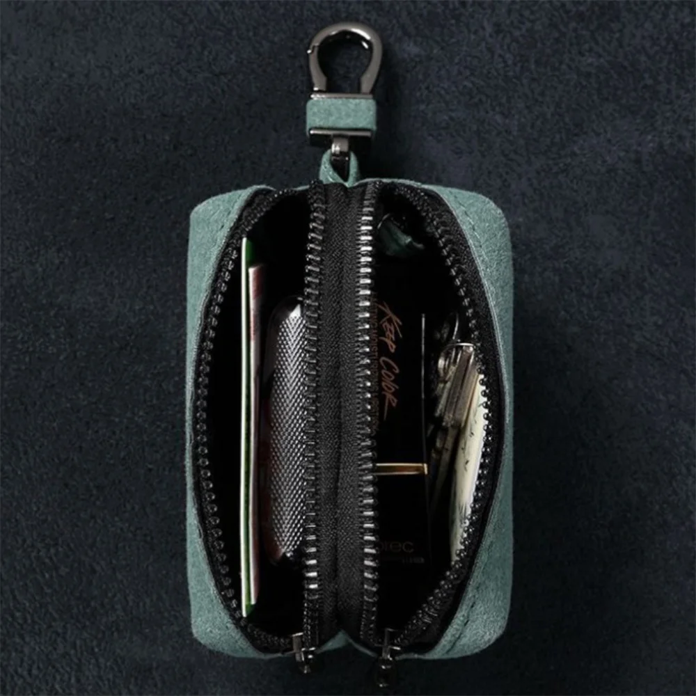 Вместительная сумка для ключей с двойной молнией в стиле унисекс замшевый