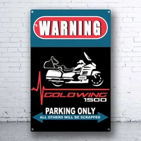 warning moto honda goldwing 1500 parking only tin sign bar pub home garage poster metal poster wall art decor