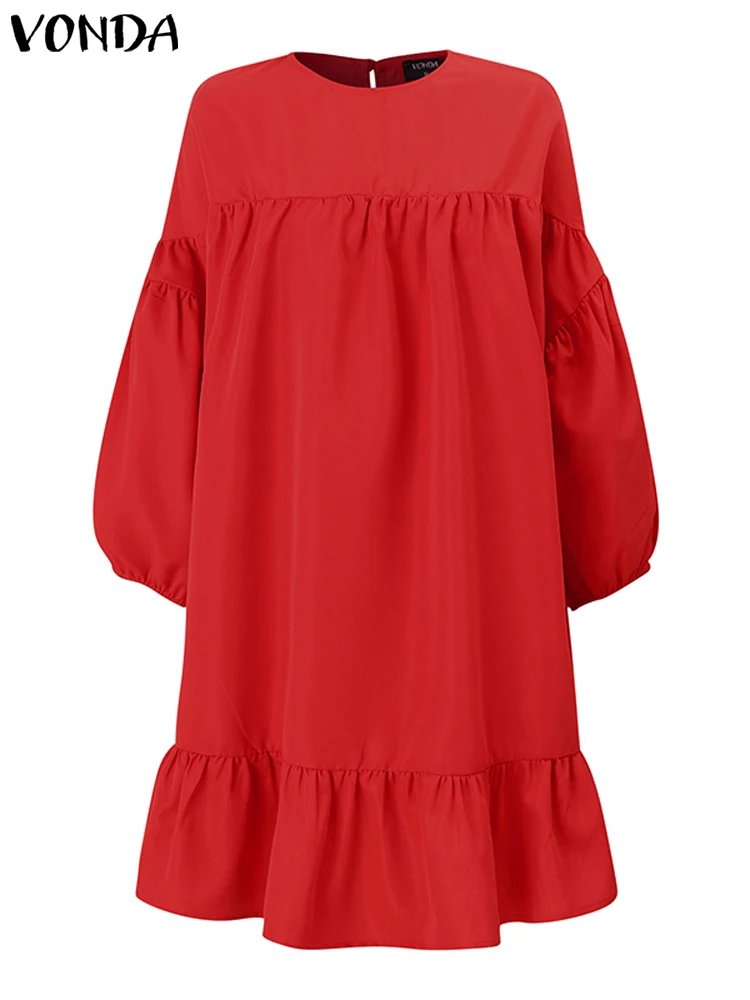 Элегантное платье с оборками размера плюс 5XL VONDA 2024 женское длинным рукавом