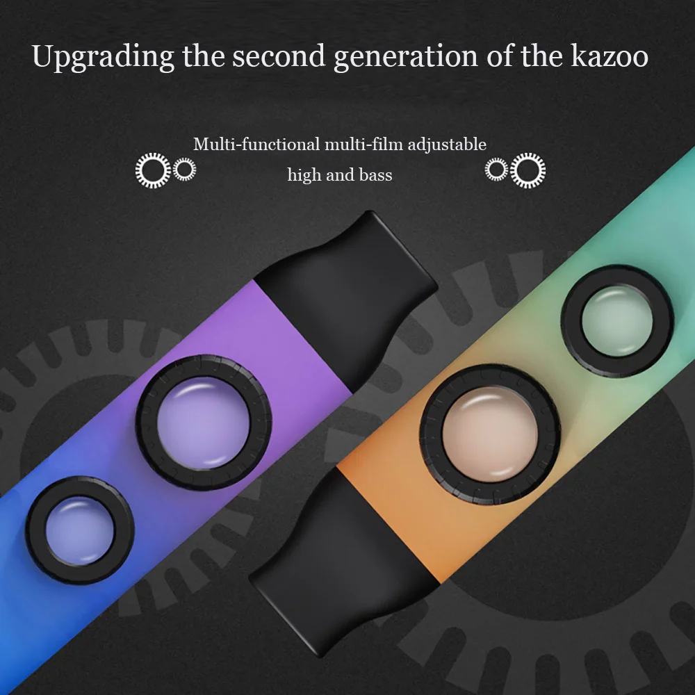 Enlarge New Double Film Dazzling Color Kazoo Double Hole Gradient Color Kazoo Guitar Accompaniment Musical Instruments
