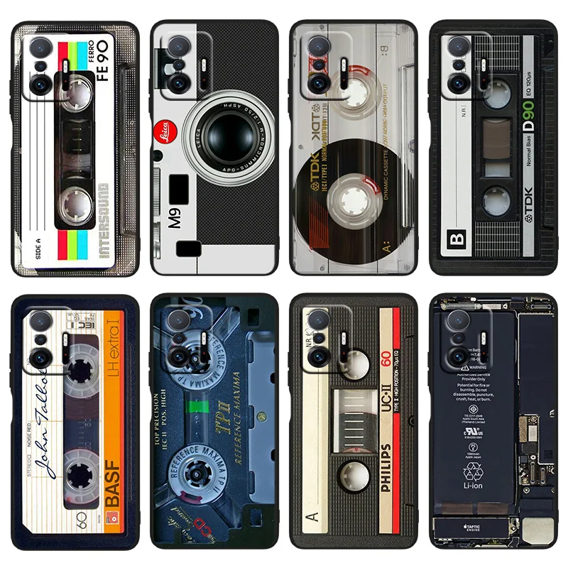 

Classical Cassette Tape For Xiaomi Mi 12 12X 11T 11i 11 10T 10 9T 9SE 9 A3 CC9E Pro Ultra Lite Black Silicone Phone Case