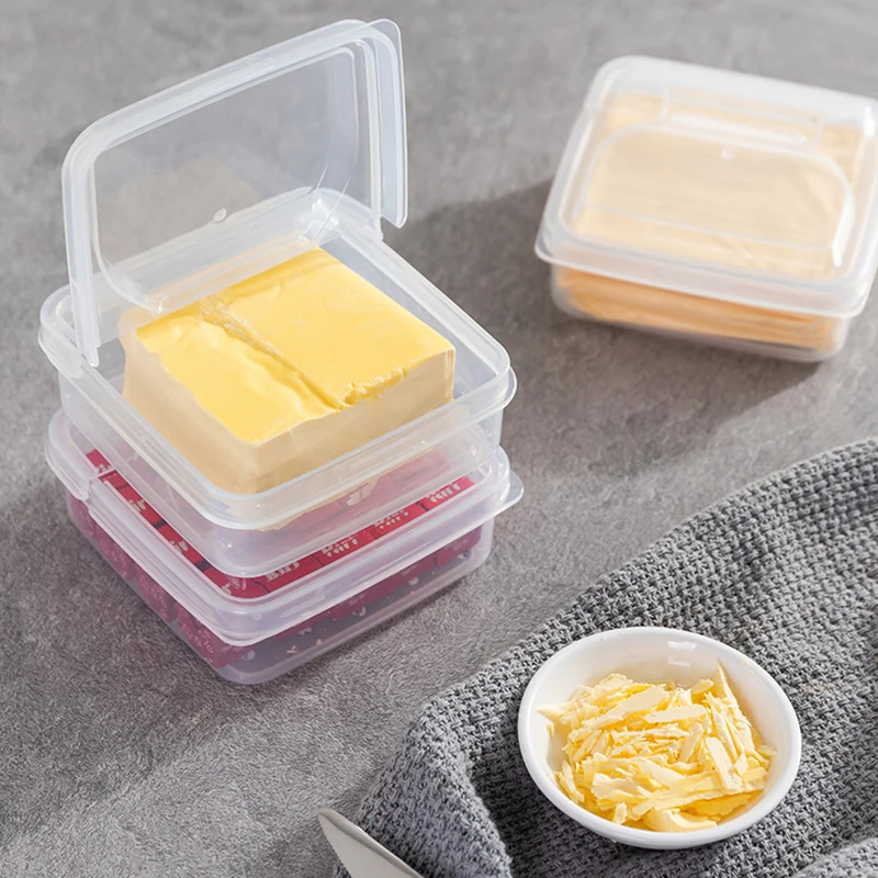 

2PCS Transparent Butter Cheese Storage Box Portable Refrigerator Fruit Vegetable Fresh Keeping Storage Box