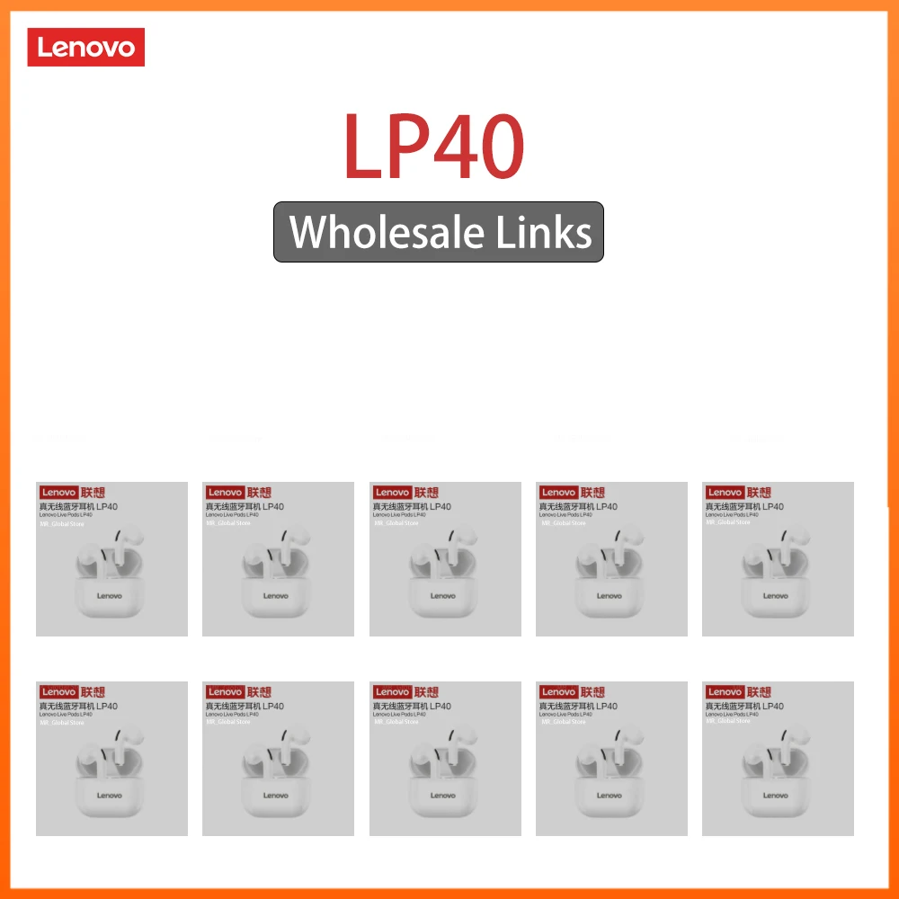 Original Lenovo lp40 2/5/10pcs  Bluetooth headset 5.0 immersive audio high fidelity TWS with microphone touch control