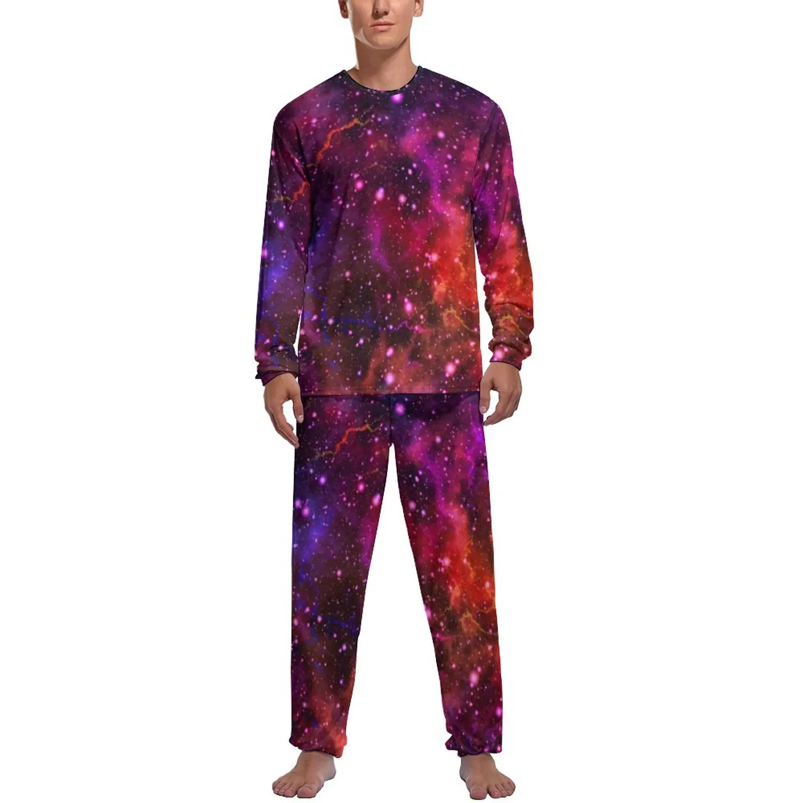

Nebula Galaxy Sky Pajamas Autumn Stars Space Design Sleep Sleepwear Men 2 Piece Custom Long Sleeve Fashion Pajama Sets