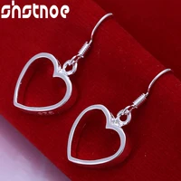 925 sterling silver hollow heart drop earrings for women party jewelry engagement wedding valentines gift charm fashion