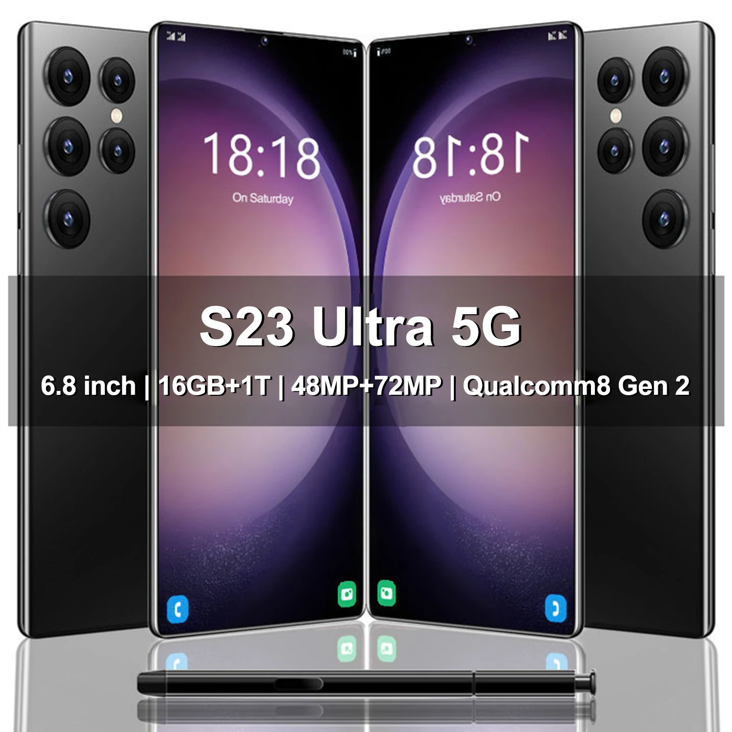 

Смартфон S23 Ultra 6,8 HD Android, разблокированные мобильные телефоны 4G/5G с двумя Sim-картами, 6800 мАч, 16 ГБ + 1 ТБ, сотовые телефоны 48 Мп + 72 МП, сотовые телефоны