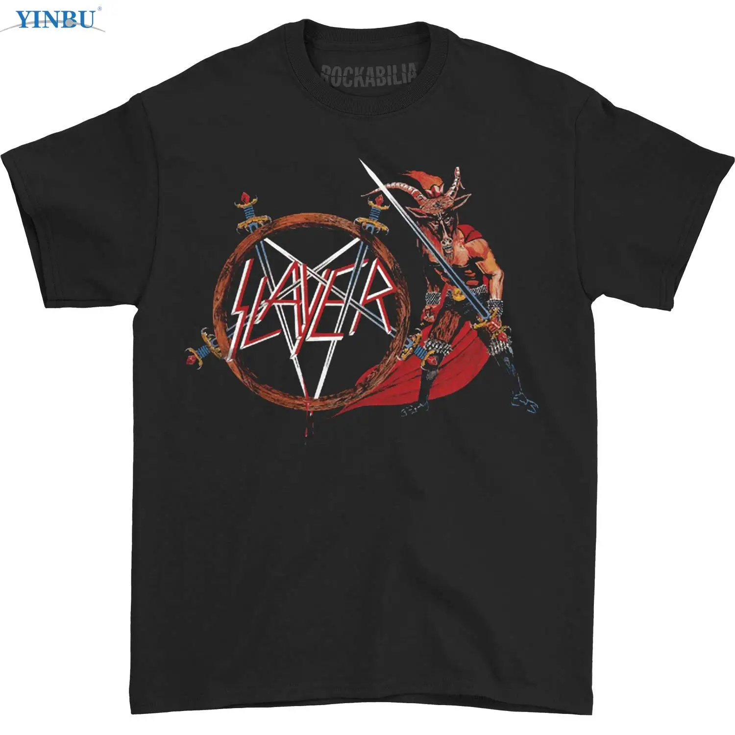 

Футболка с принтом «Slayer Show No милосердия», бренд YINBU, 2023, высокое качество, графическая футболка