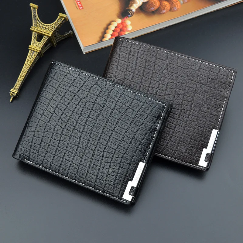 

New Crocodile Pattern Men's Wallet Fashion Multi-card 3 Fold Soft Wallet Men Youth PU Leather Card Holder Solid Color Coin Purse