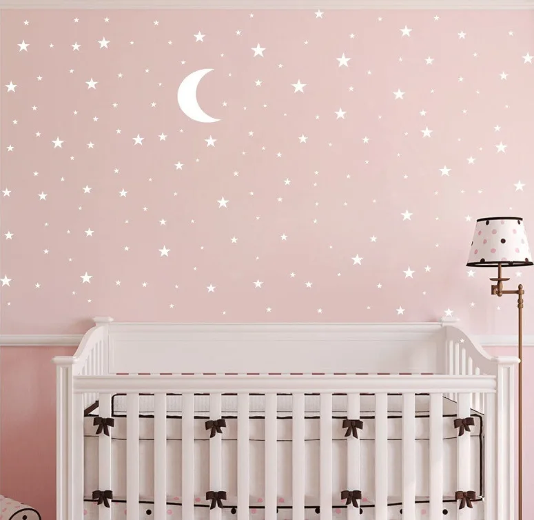 

Звезда Луна комбинированная Настенная Наклейка для детей Детская комната спальня фон домашний декор Обои DIY наклейки Детская Наклейка