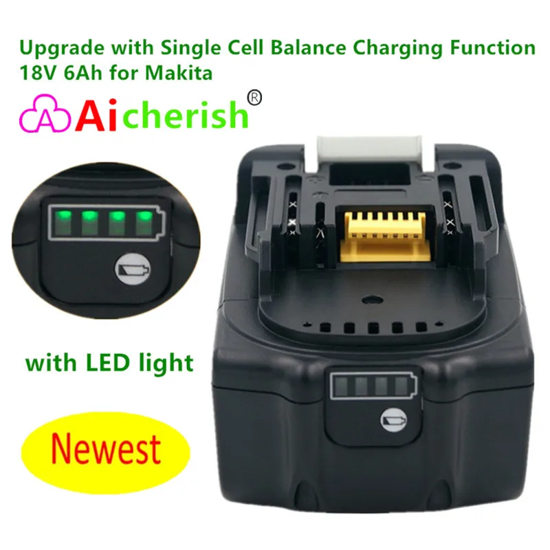 

Latest Upgraded BL1860 Rechargeable Lithium Ion Battery 18 V 6Ah for Makita 18V Batteries BL1840 BL1850 BL1830 BL1860B LXT400