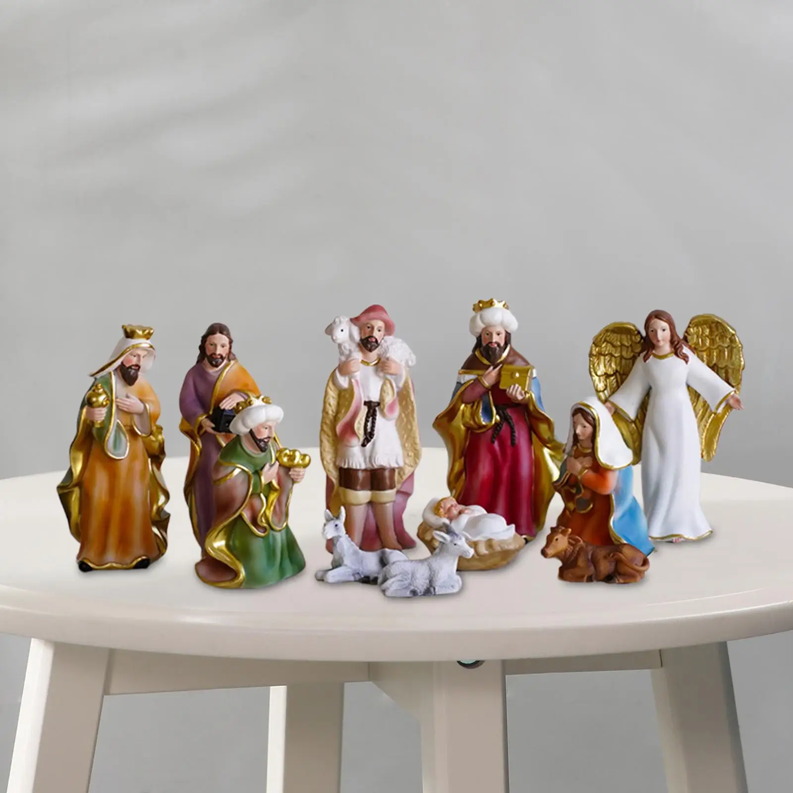 

11Pcs Nativity Figurine Birth of Jesus Statue Set for Tabletop Shelf