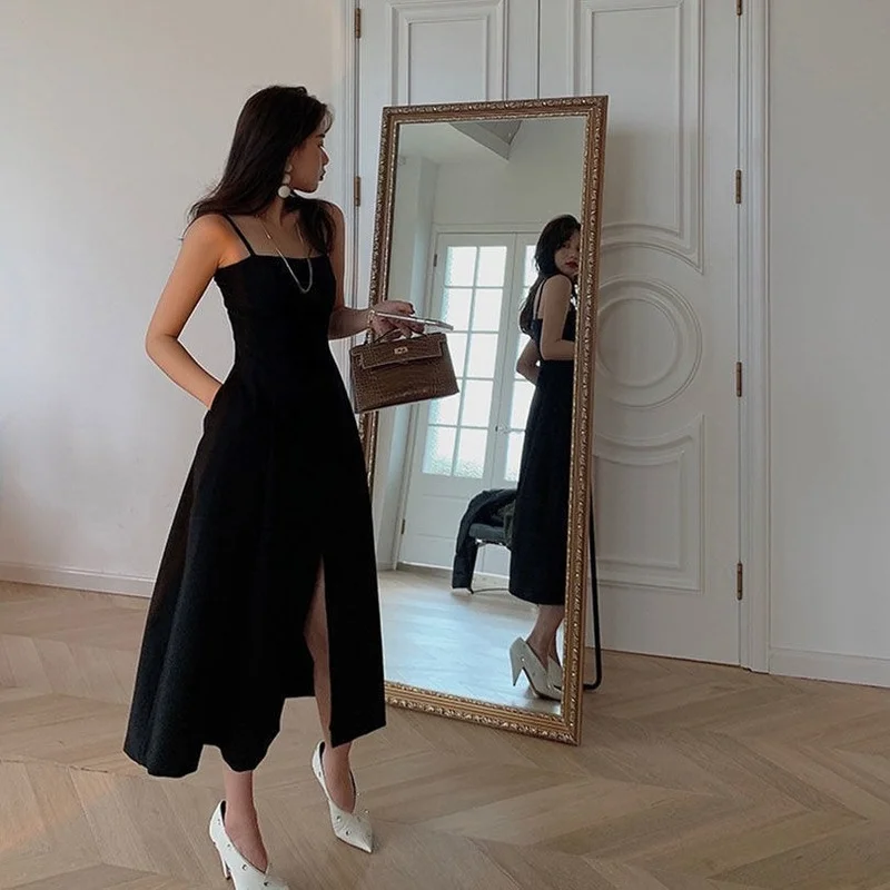 Женские платья без рукавов с разрезом минималистичные элегантные женские