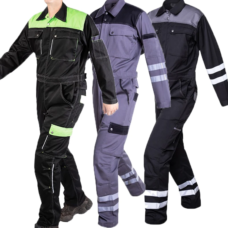 

Welding Suit Overall Durable Work Clothing Men Reflective Workman Sailor Zipper Safety Jumpsuit Miner Mechanical Worker Coverall