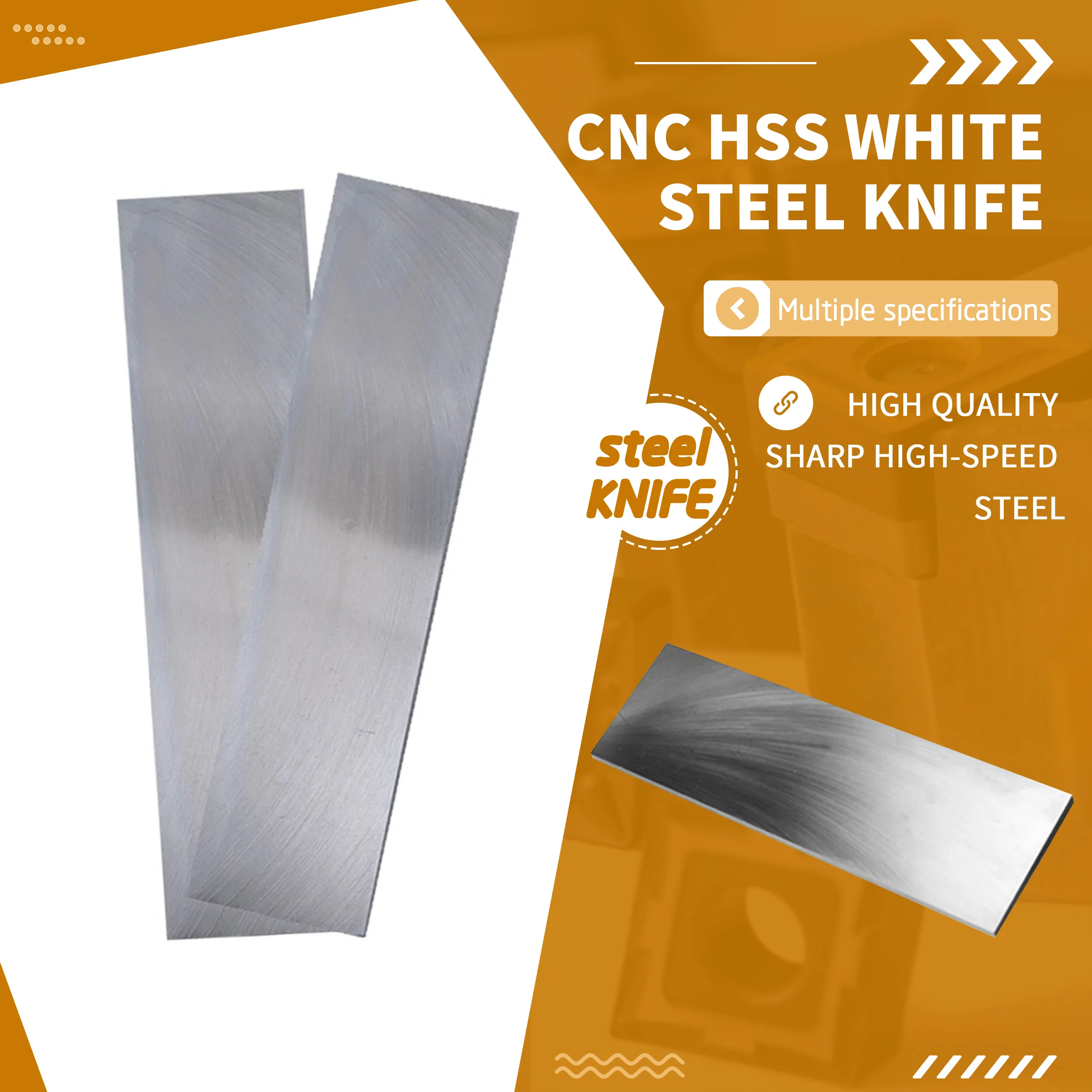 

Thickness 10mm width 12mm/14mm/16mm/18/20/25/30mm/35/40/45mm/50/60 Length 200mm HSS High Quality White Steel Knife E.g 10x25x200