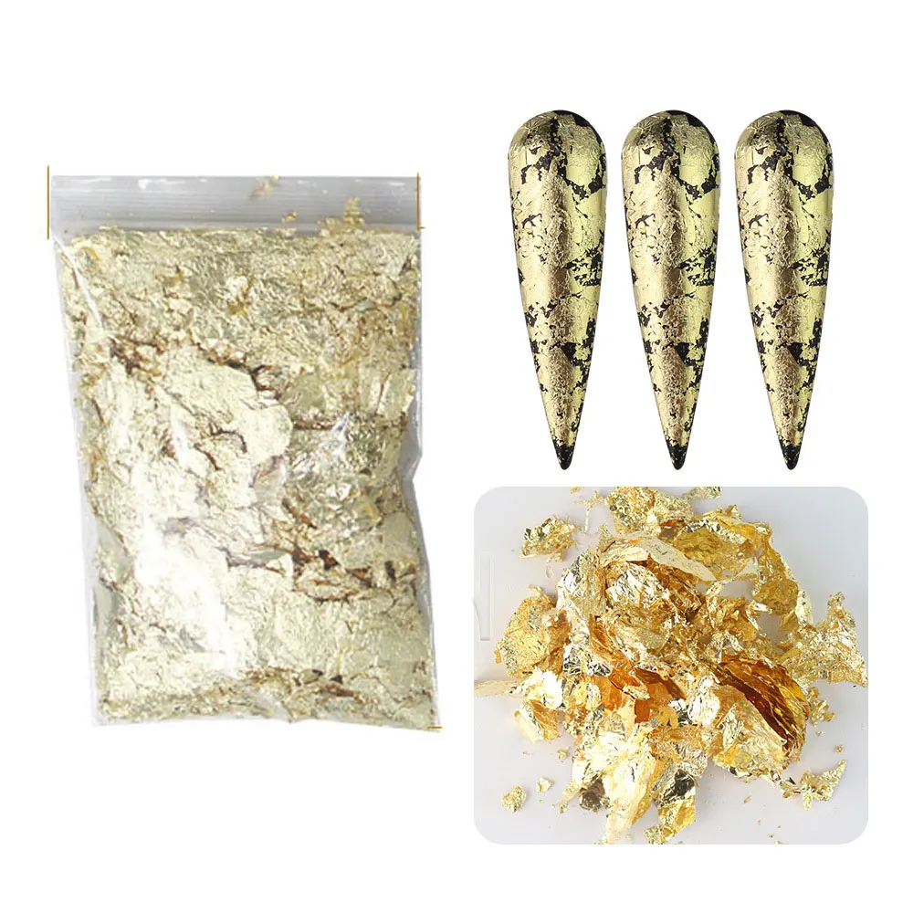 

Gold Silver Bagged Foil Paper Flakes Sequins For Nails Supplies For Professionals Gold Leaf Nail Art Deco Gilding Diy Bulk