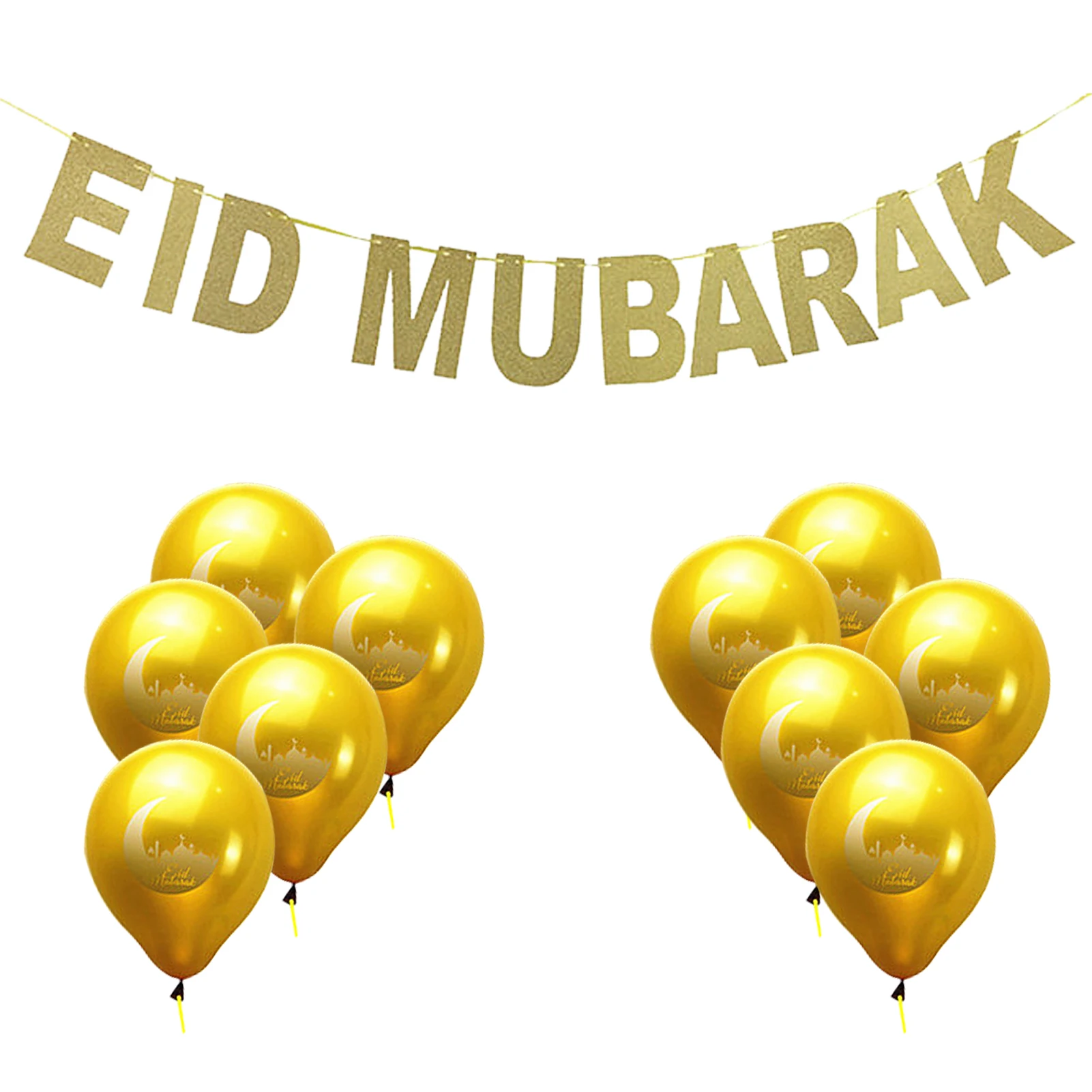 

Eid Balloon & Banner Decorations Golden Balloons Glittering Banners For Eid Party Decorations Eid Home Decor Parties Supplies