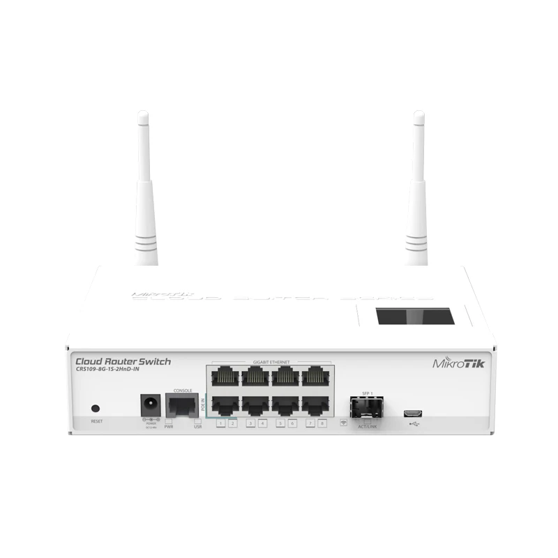 

MikroTik CRS109-8G-1S-2HnD-IN Cloud Router Switch, Wi-Fi роутер с 8 гигабитными портами, 2,4 ГГц WiFi