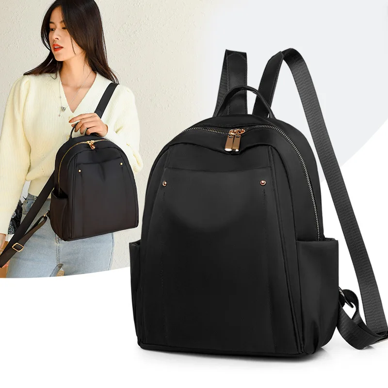 

Fashion Solid Color Backpack Oxford Cloth Backpack Women's Backpack Large Capacity Student Schoolbag Waterproof Travel Backpack
